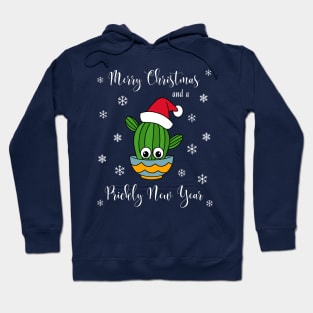 Merry Christmas And A Prickly New Year - Cactus With A Santa Hat In A Bowl Hoodie